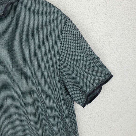 Theory Polo Mens Extra Large Green Gray Ringer Knit Golf Lightweight Preppy - Picture 3 of 8